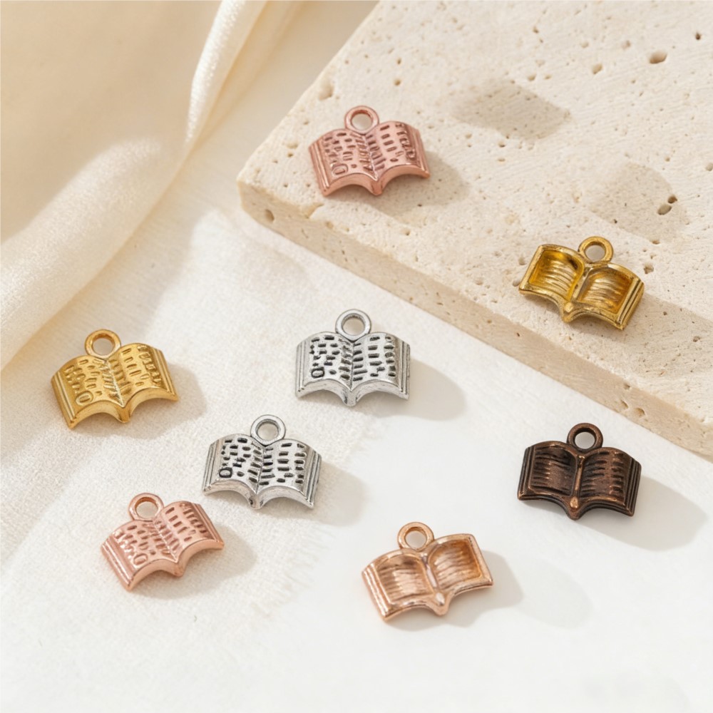 Jewelry Making Books - 10/20/100 個チャームオープンブック 12 × 11 ミリメートル学生文具ペンダント