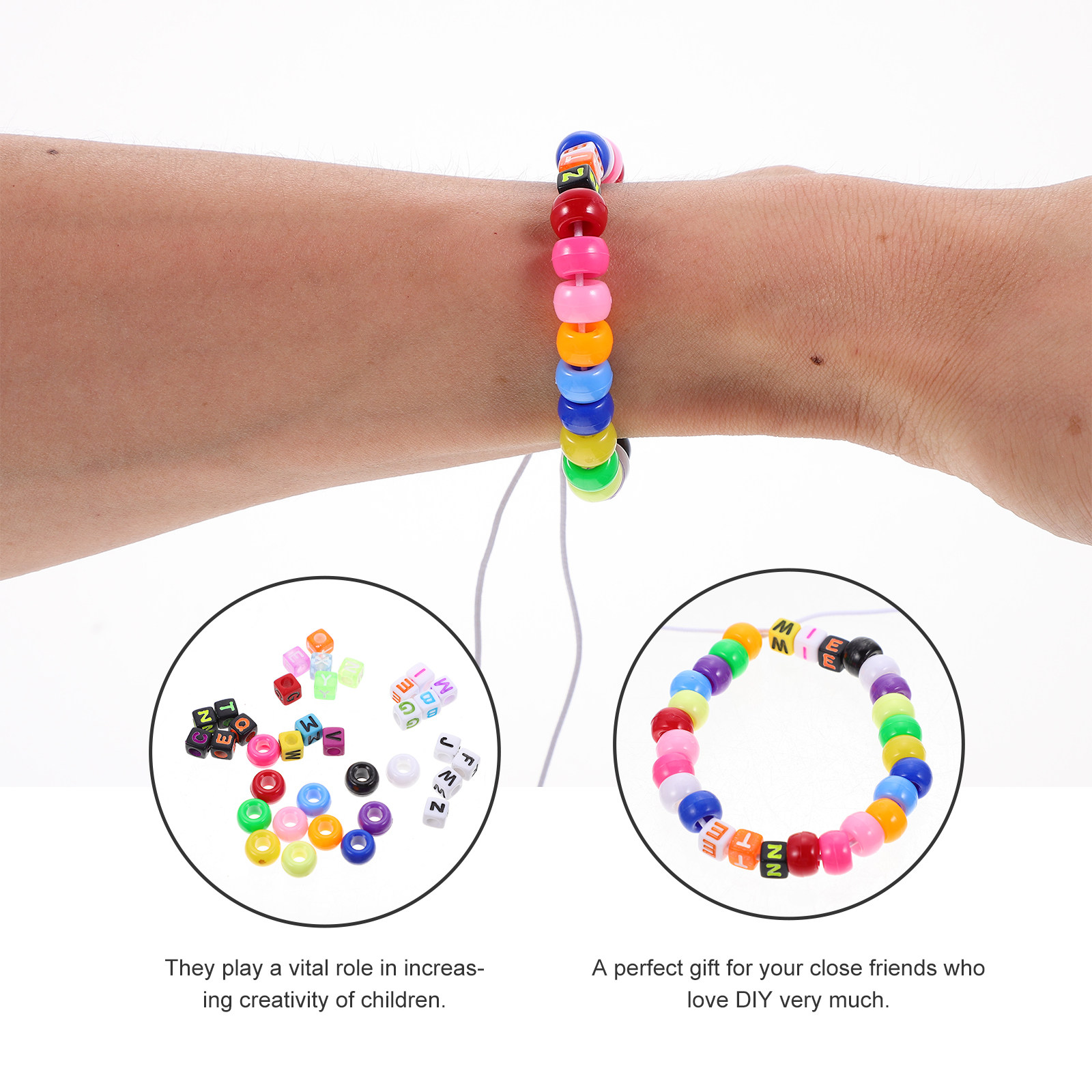 Jewelry Making Kit For Kids - カラフルなプラスチック製アルファベットビーズキット1セット、DIYジュエリー製作、ブレスレット、ネックレス、クラフト装飾、創造的な子供の学習用
