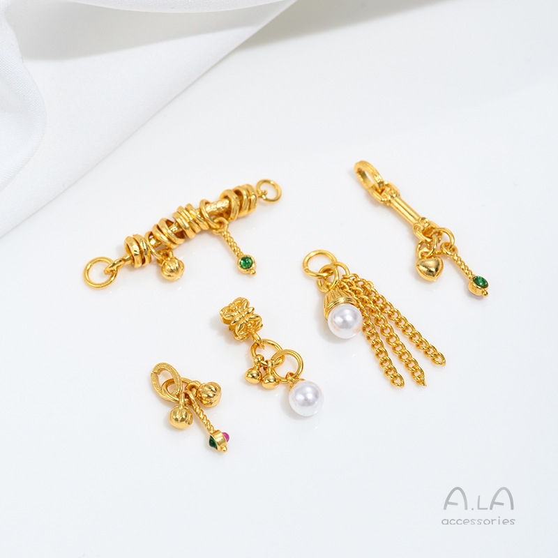 Jewelry Making Vietnam - ベトナム産砂金パールビーズリングベルタッセルチャームDIYクリスタルジュエリー製作用