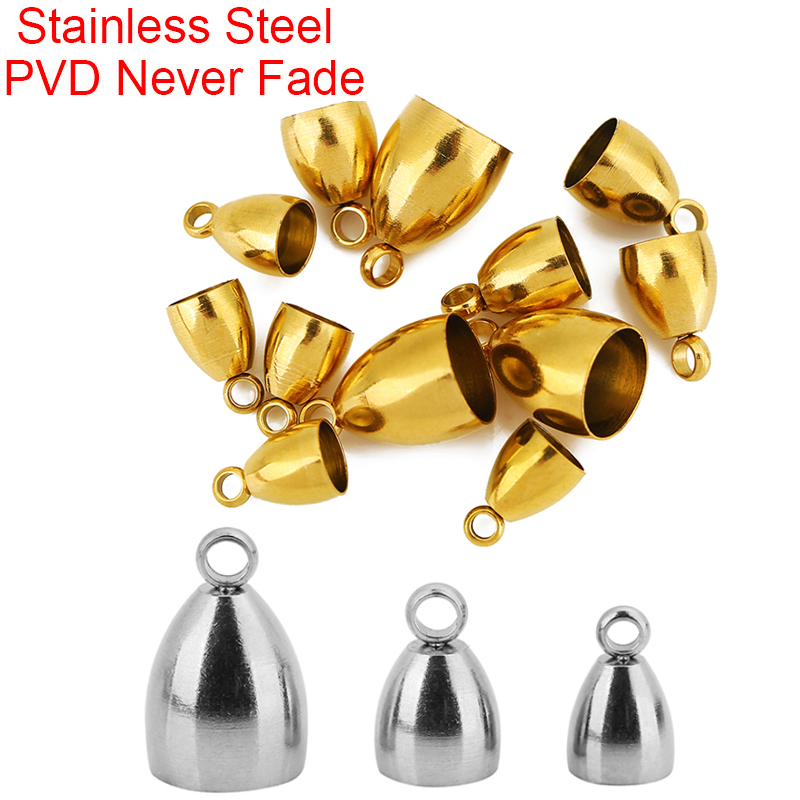 Jewelry Making Hardware - 10個入りPVD加工ステンレス製留め金具、革紐用フック（5、6、8mm）、エンドキャップ、ネックレスコネクター、DIYジュエリー製作用