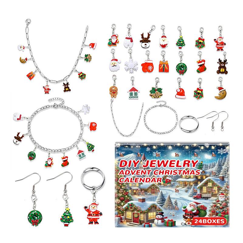 Jewelry Making Kit For Kids - 女の子のためのジュエリーカレンダー,ブレスレット作成キット,クリスマスカウントダウンカレンダー,子供のためのDIYクリスマスギフト,ジュエリーボックス,2025
