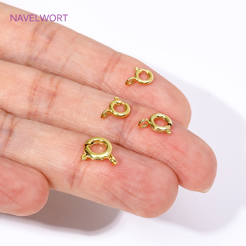 Jewelry Making Supplies - 14K/18K金メッキ真鍮製スプリングクラスプ、5/5.5/6/7mm丸型スプリングクラスプコネクター、ブレスレット用クラスプ、DIYジュエリーアクセサリー