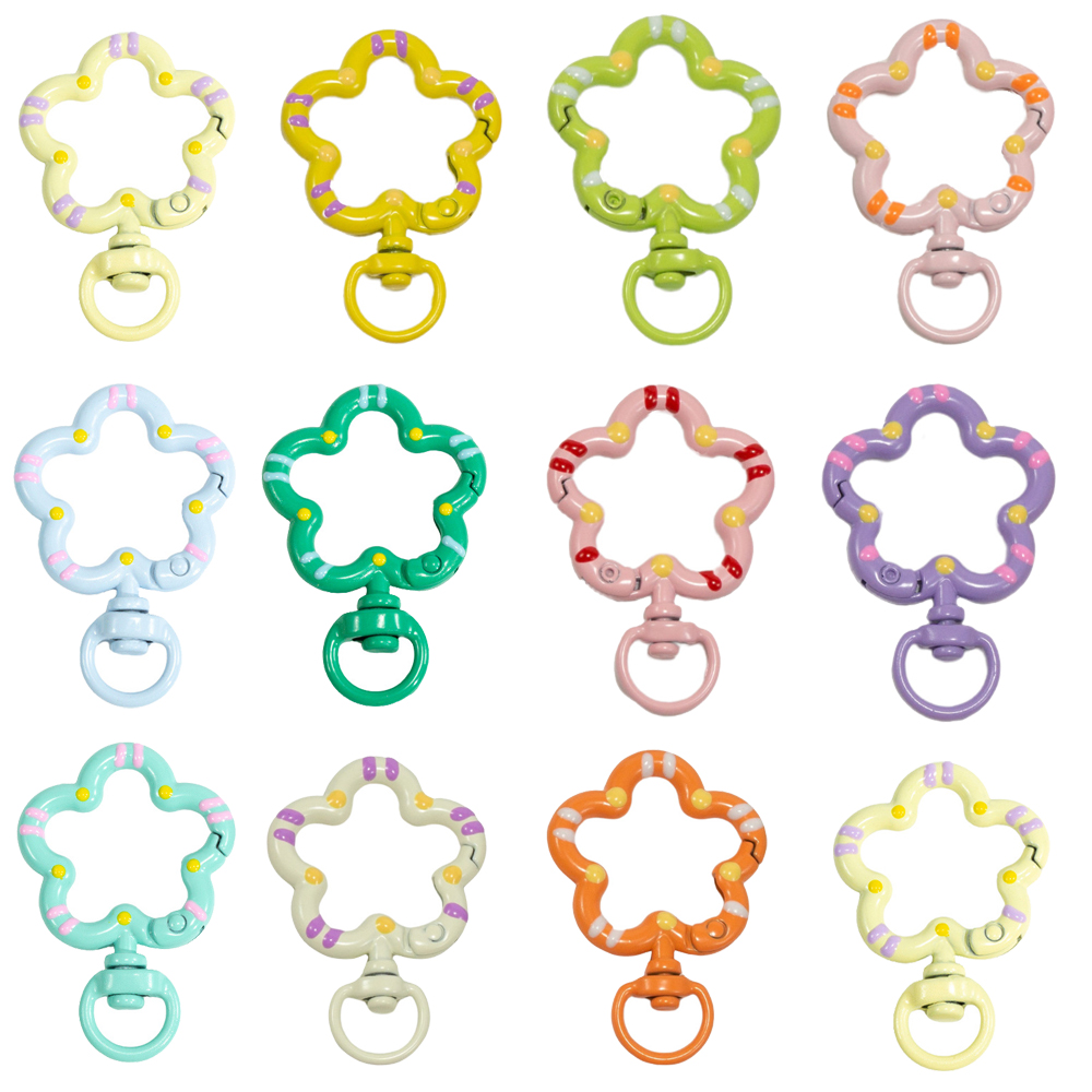 Jewelry Making Hardware - 5 個フラワーメタルロブスター爪クラスプスイベルストラップトリガースナップフックストラップコネクタバッグキーチェーンリングジュエリーメイキング