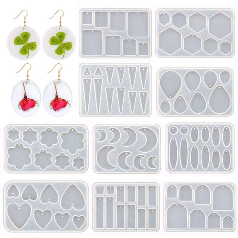 Jewelry Making Tools List - シリコンモールド,成形イヤリング,ジュエリー作り用の成形金型,クラフト用の成形フック,DIYチャーム,ペンダント