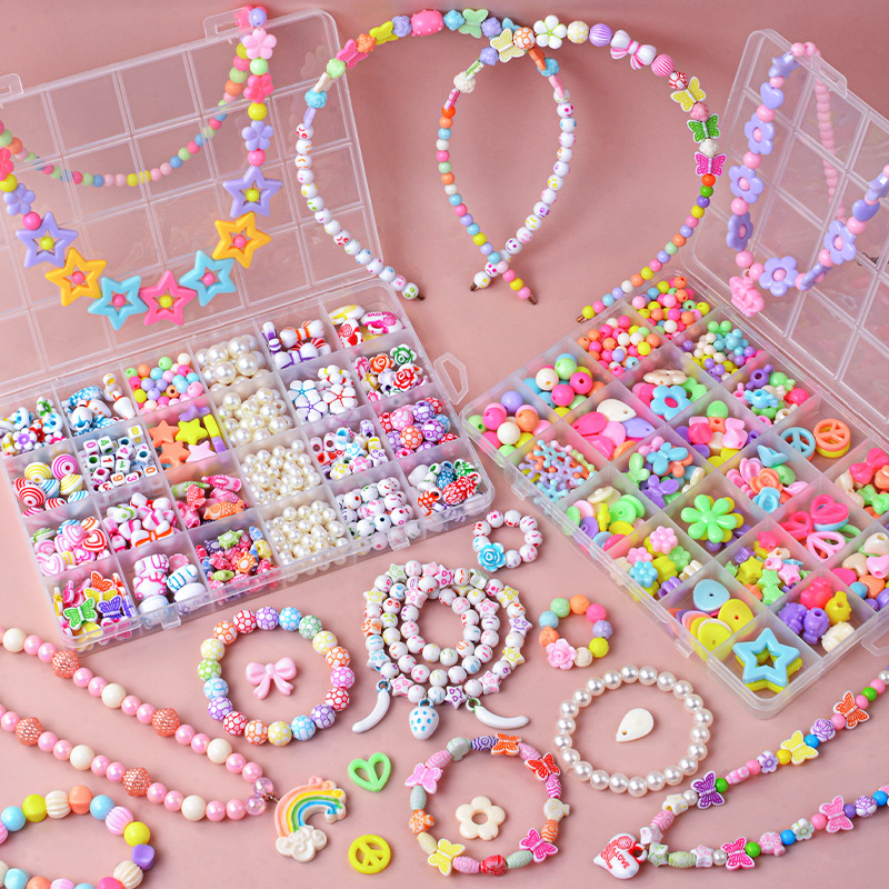 Jewelry Making Kit For Kids - DIY手作りビーズ子供用おもちゃ、創造的なルーススペーサービーズクラフト、ブレスレットネックレスジュエリーキット、女の子向けおもちゃギフト