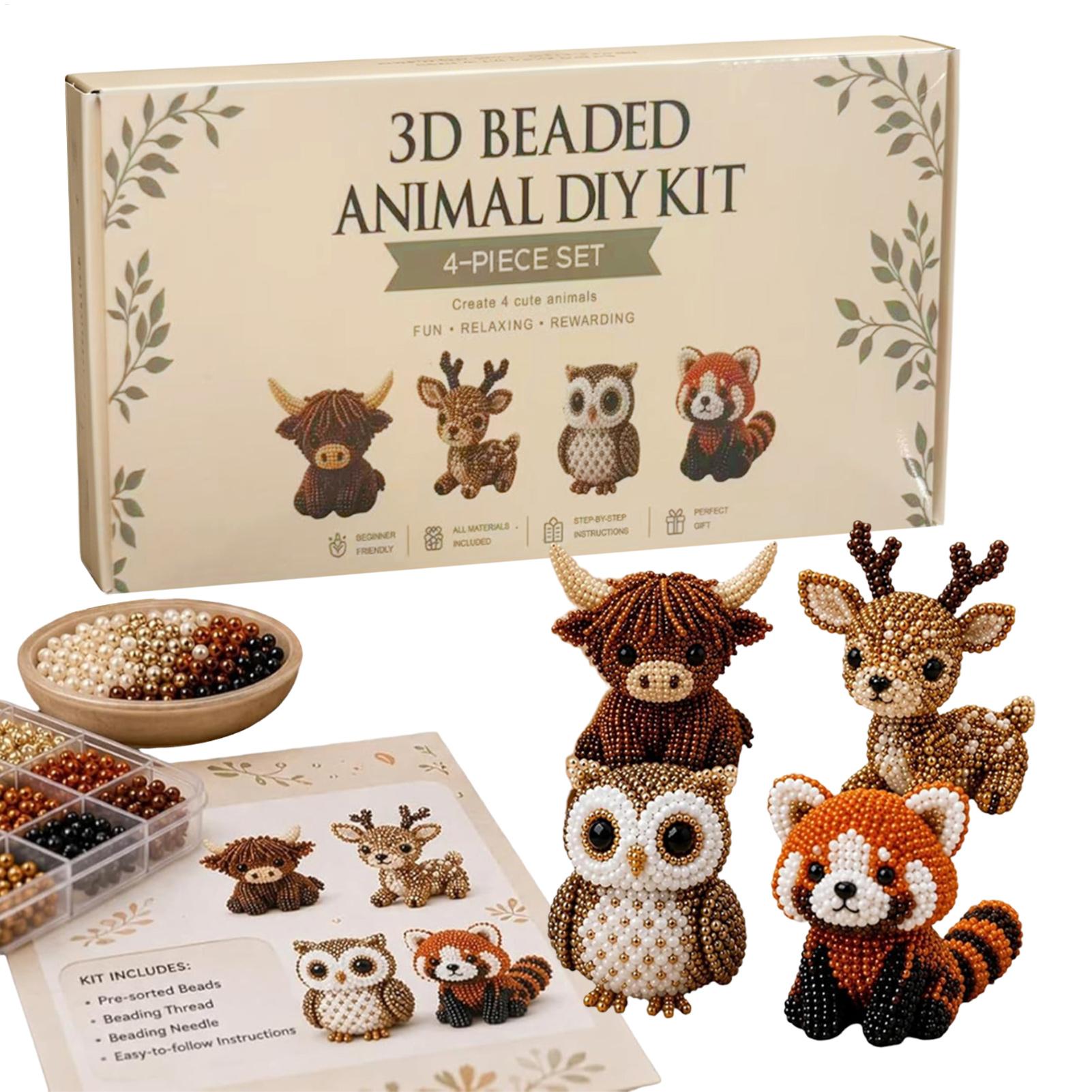 Jewelry Making Kit For Kids - DIY 3D ビーズ動物キット 手作りビーズワークアートクラフトセット 説明書付き クリエイティブジュエリー作成キット