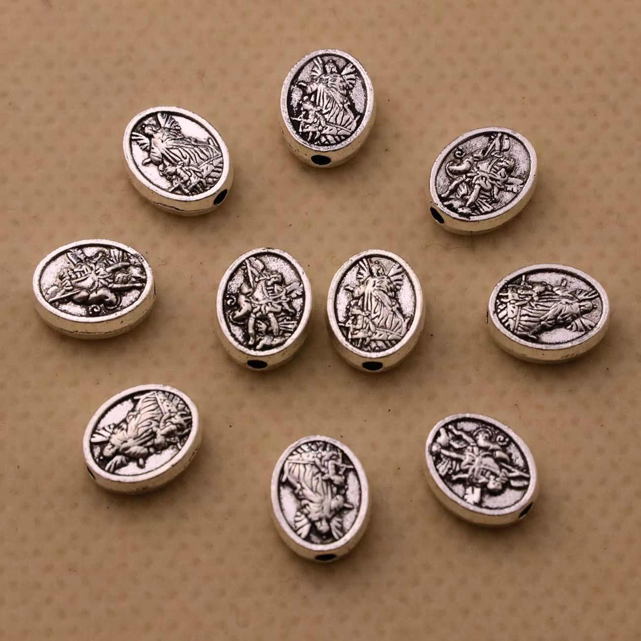 Jewelry Making Michaels - 50 個小さな大天使ルースビーズコネクタ聖ミカエル十字軍シールドメダルスペーサービーズ DIY 作成アクセサリー