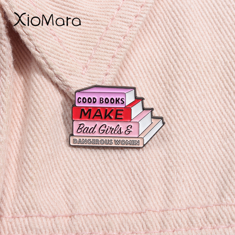 Jewelry Making Books - 本はハードズガールエナメルピン、知識力教育愛好家ブローチ、ラペルバックパックバッジ、女性のためのジュエリーギフトを作ります