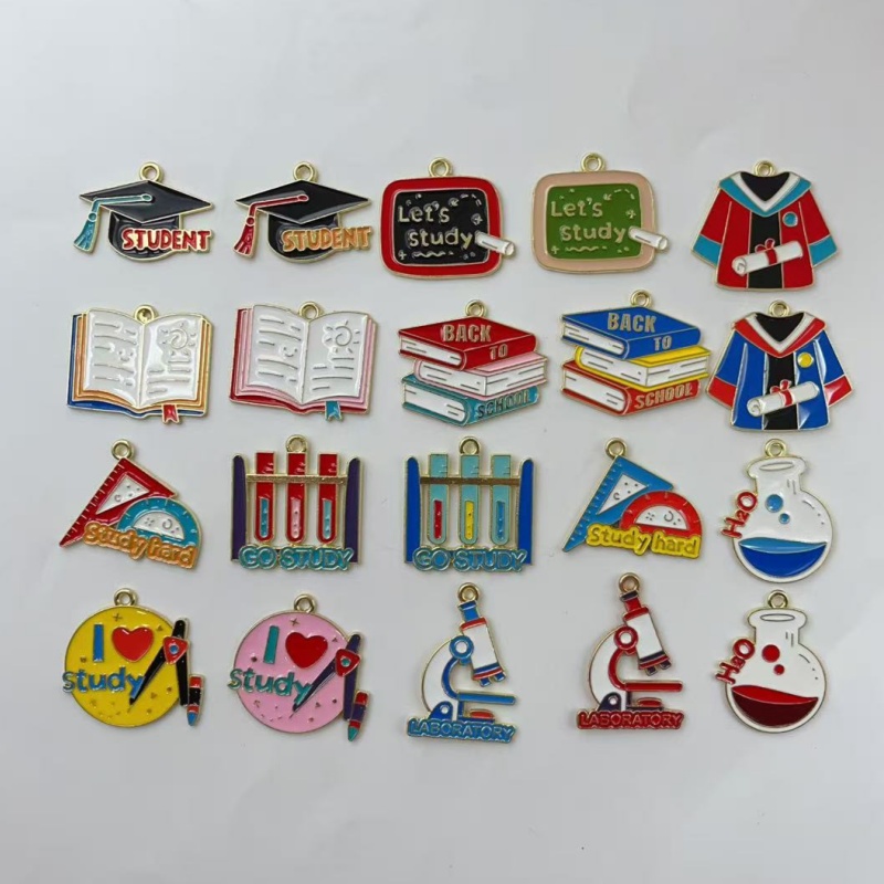Jewelry Making Books - 10 個卒業シーズンアクセサリー帽子ドレス本試験管顕微鏡黒板装飾 DIY ジュエリー作り