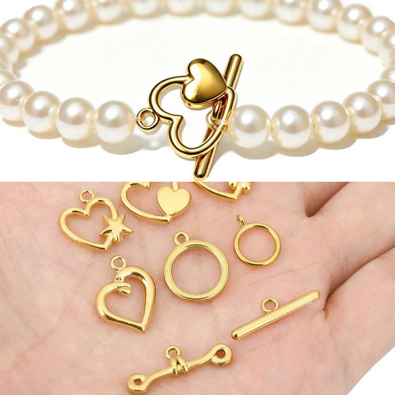 Jewelry Making Hardware - 5セットPVD加工ステンレス鋼OTクラスプトグルブレスレットフックエンドネックレスコネクターDIYジュエリー製作アクセサリー用