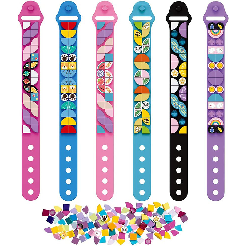 Jewelry Making Kit For Kids - 6ピース/セット子供のビルディングブロックドットブレスレットdiyクリエイティブ友情ブレスレット作る子供のための誕生日クリスマスプレゼント