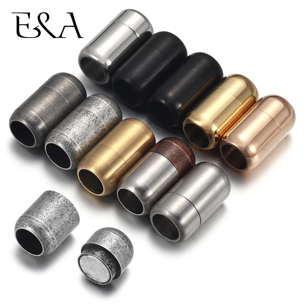 Jewelry Making Hardware - ステンレス鋼 3 ミリメートル-8 ミリメートルラウンド磁気クラスプレザーブレスレットマグネットレースバックルネックレス DIY ジュエリーメイキングアクセサリー
