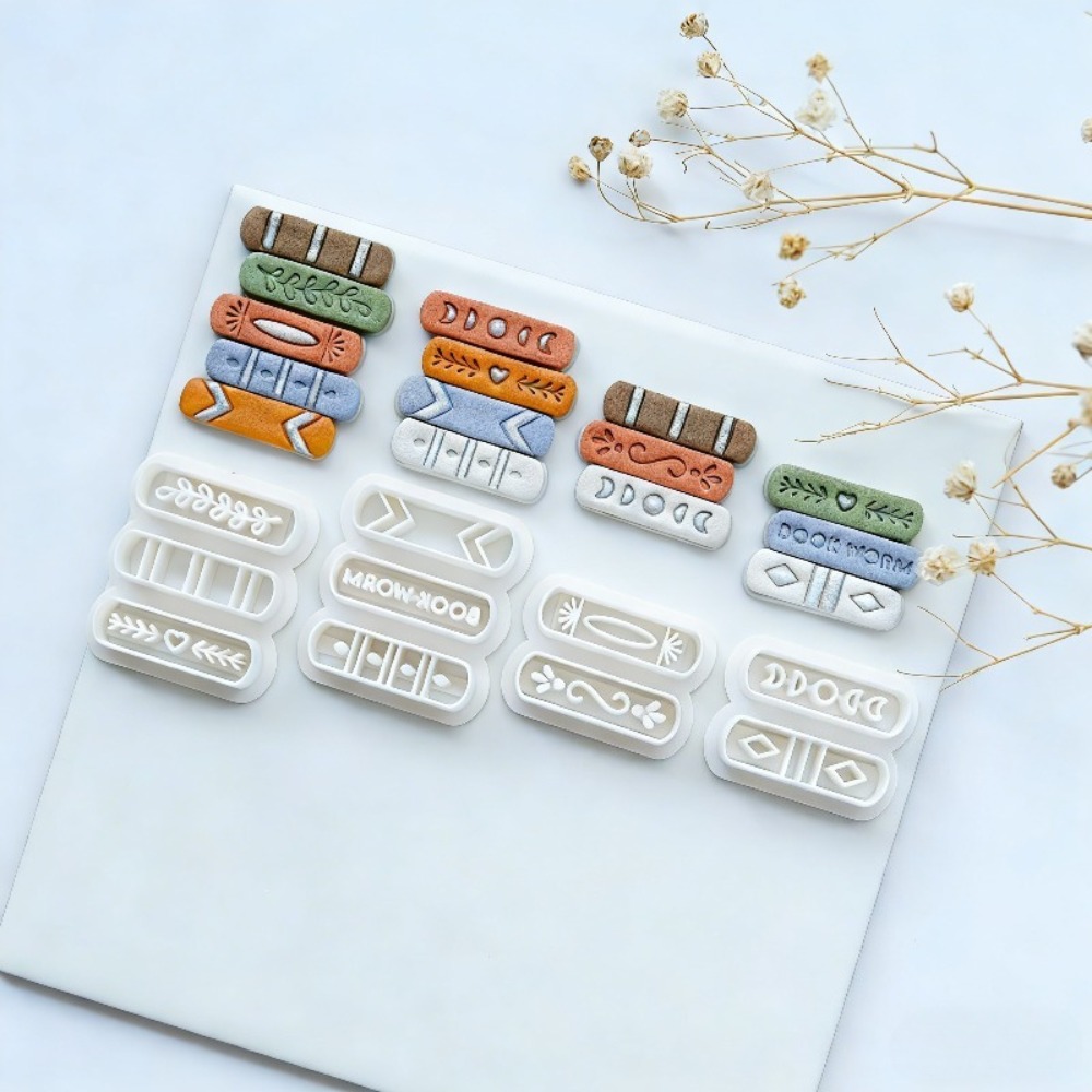 Jewelry Making Books - 7個/セット ブックスタック型ポリマークレイカッターセット 積み重ね可能なブック型 DIYポリマークレイアーティストやクラフター向け ジュエリー製作