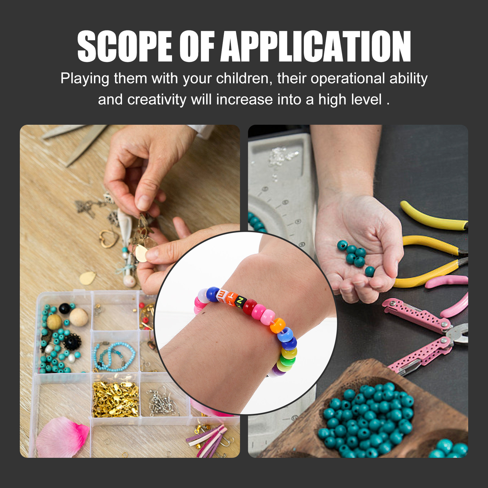 カラフルなプラスチック製アルファベットビーズキット1セット、 - Jewelry Making Kit For Kids のレビューと価格