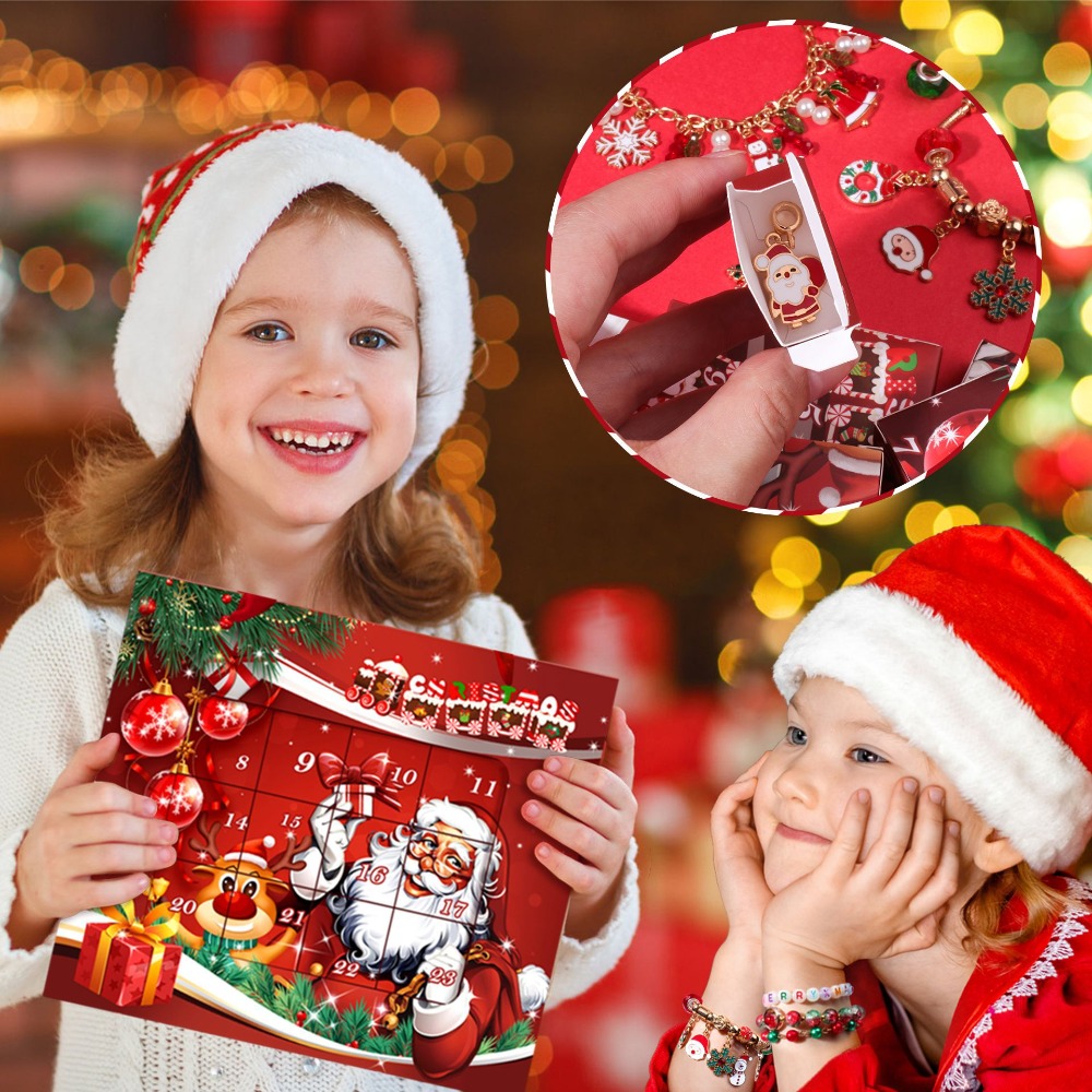 クリスマスアドベントカレンダーチャームブレスレット作成キット - Jewelry Making Kit For Kids のレビューと価格