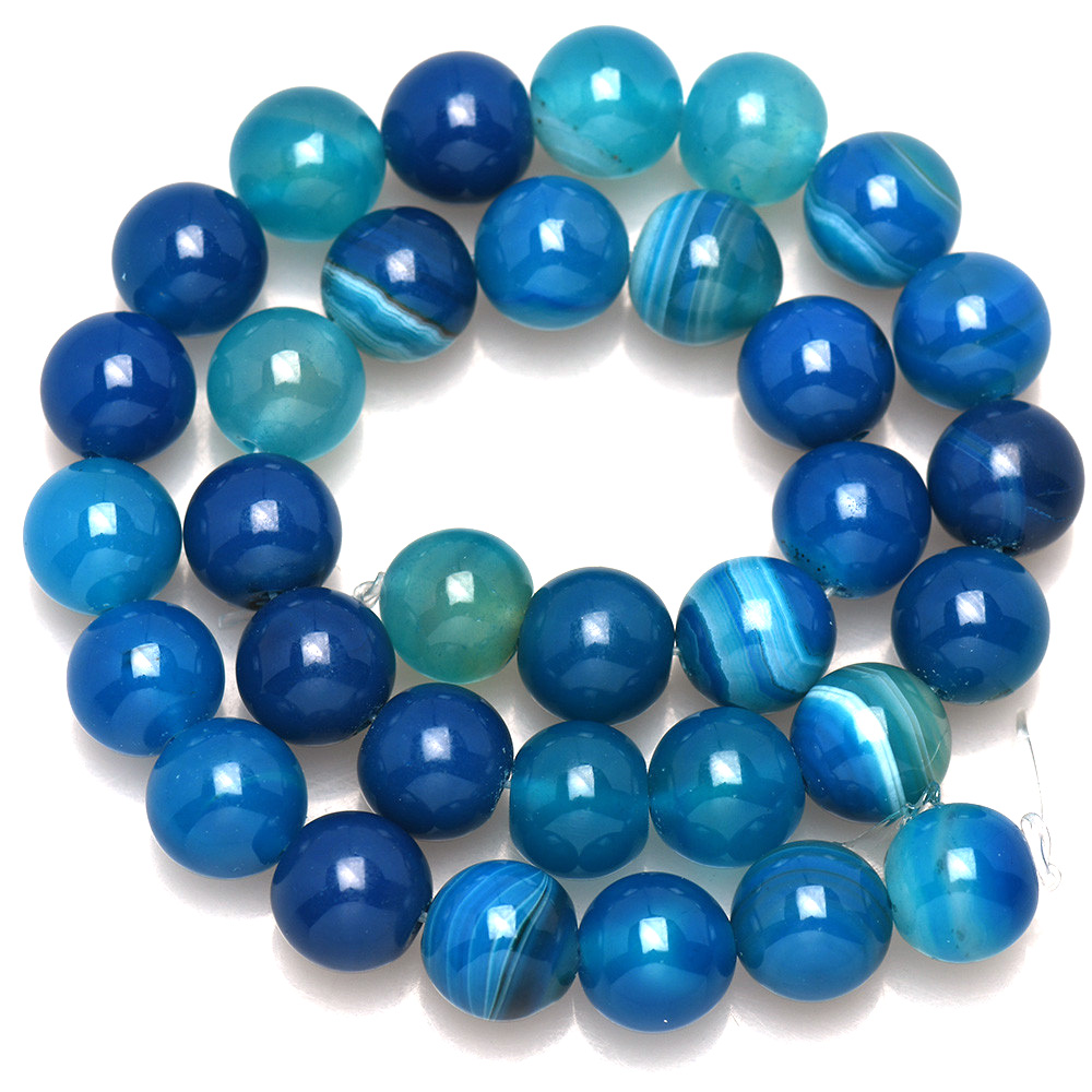 天然石バンドブルーレース瑪瑙ラウンドルースビーズ 4 6 8 - Jewelry Making Gemstones のレビューと価格