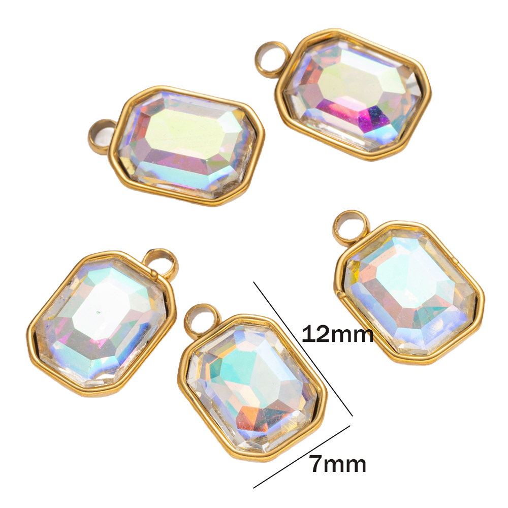 5 個のステンレス鋼ガラスラインストーン宝石クリスタルペンダ - Jewelry Making Gemstones のレビューと価格