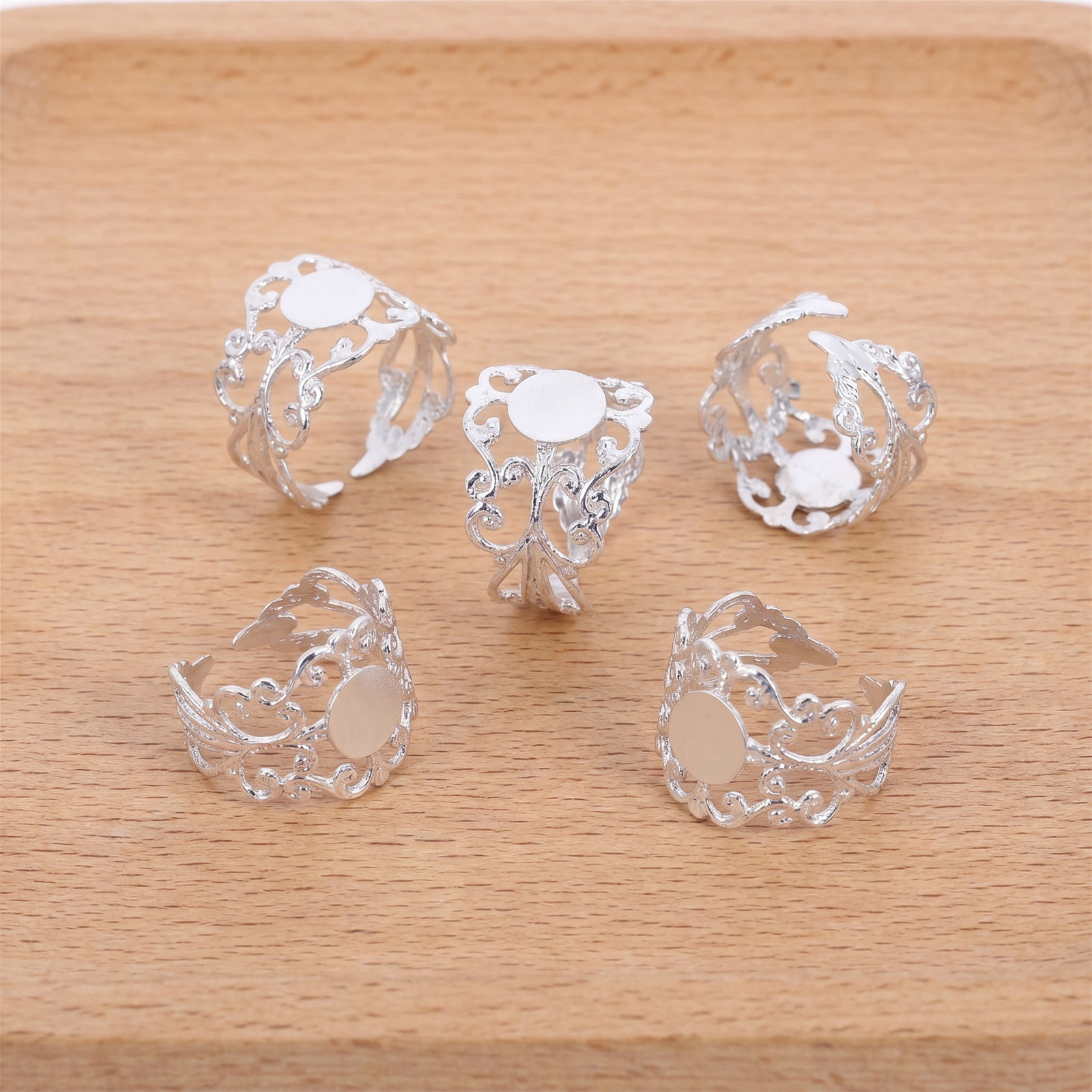 50個入り 調整可能な楕円形フラットバックリングブランク ブ - Jewelry Making Gemstones のレビューと価格