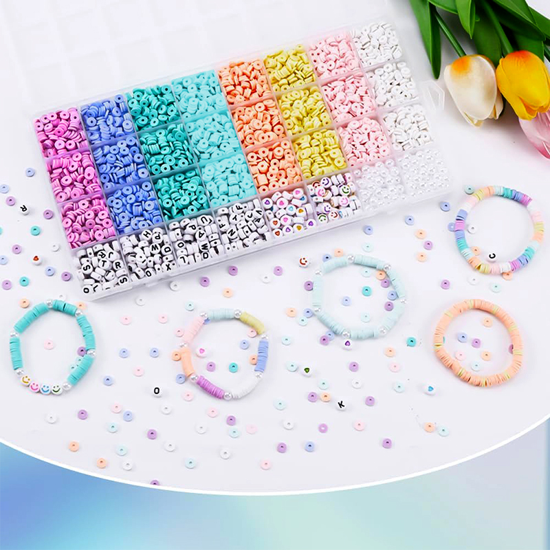 粘土ビーズブレスレット作成キット フラットプレッピービーズ  - Jewelry Making For Teens のレビューと価格