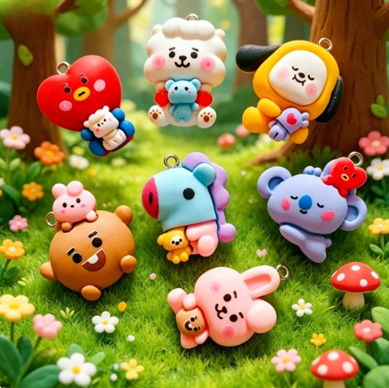 7 個 BT21 樹脂漫画チャーム DIY アクセサリークラ - Jewelry Making Supplies のレビューと価格