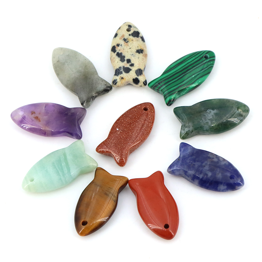 かわいい魚ビーズ天然石手彫りヒーリングクリスタルアメジスト宝 - Jewelry Making Gemstones のレビューと価格
