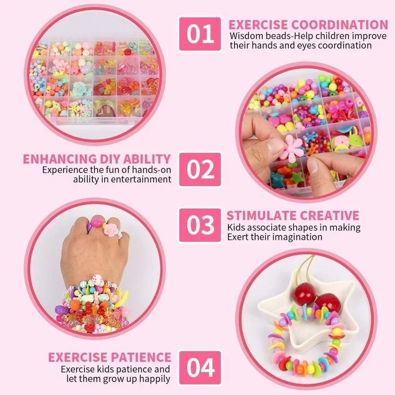 DIY-女の子のためのジュエリー作りキット,ビーズセット,ブ - Jewelry Making Kit For Kids のレビューと価格